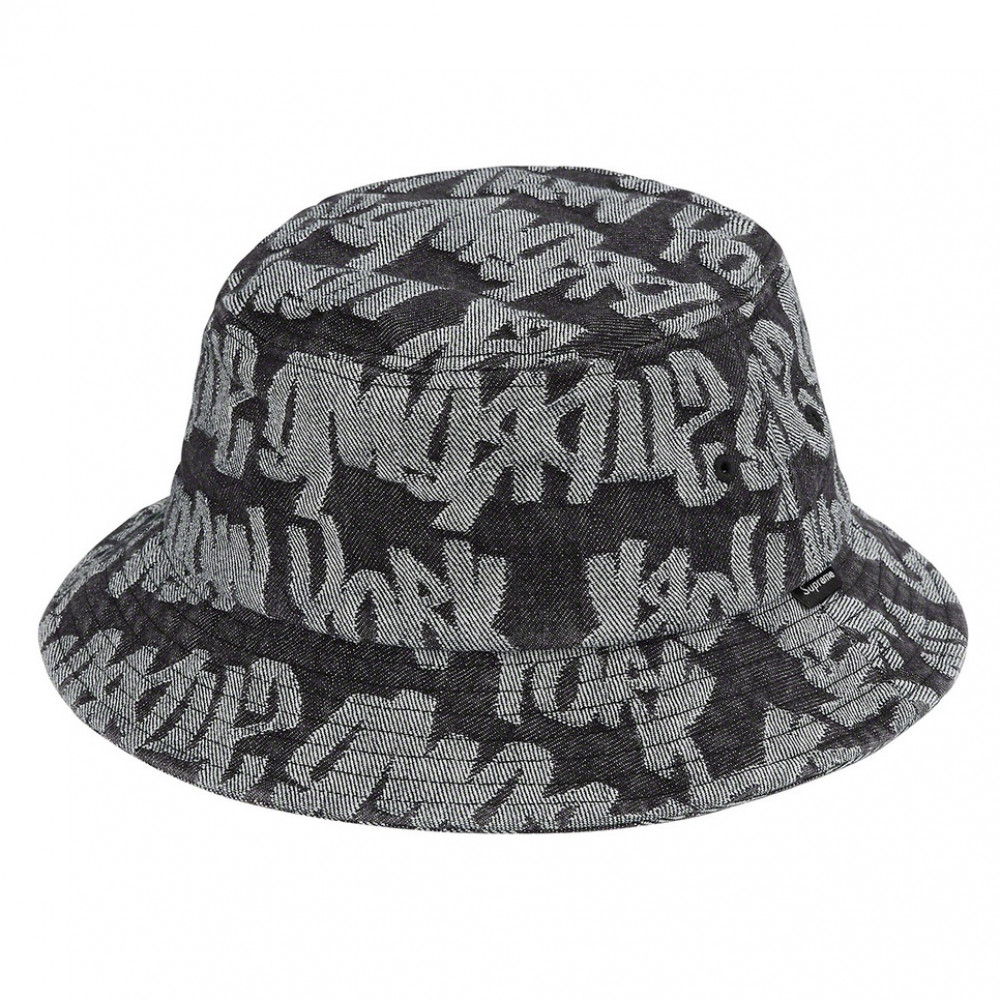 Supreme Fat Tip Jacquard Denim Bucket Hat (Black)