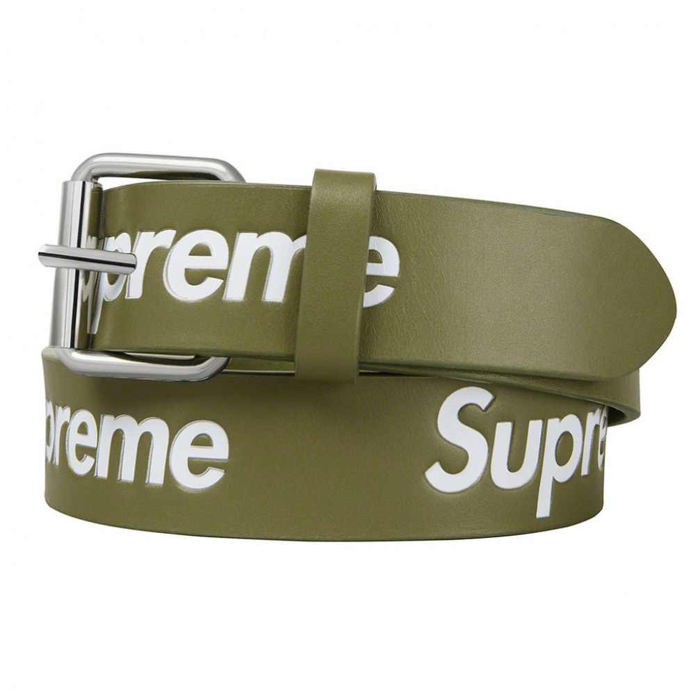 Supreme Repeat Leather Belt (Olive)