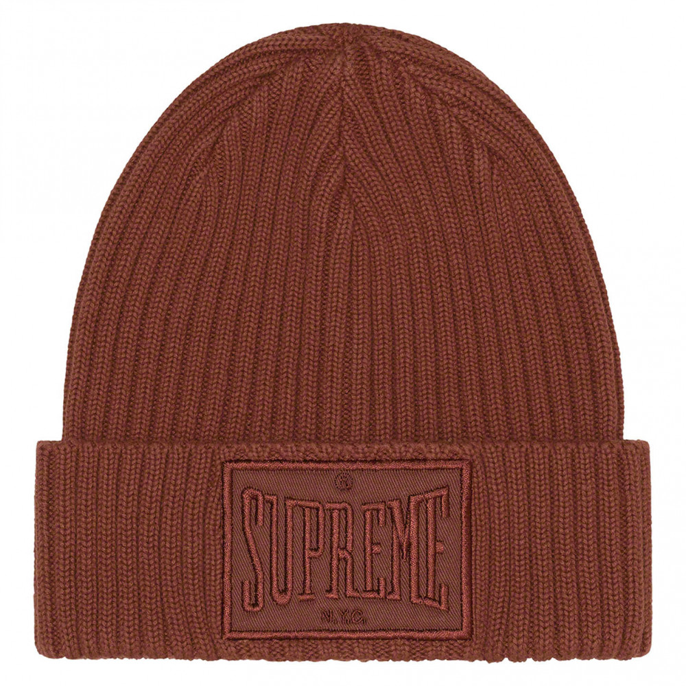 Supreme Overdyed Patch Beanie (Brown)