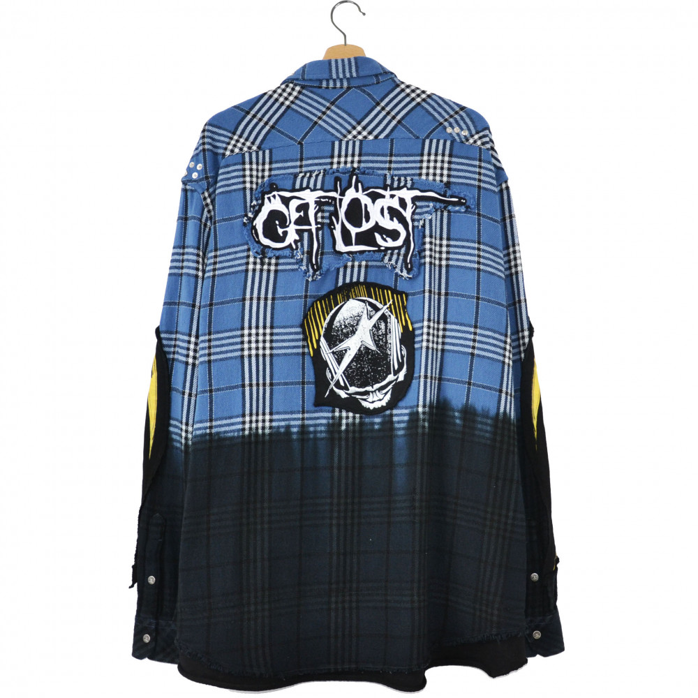 Diesel Check Flannel Shirt With Dip-Dye (Blue)