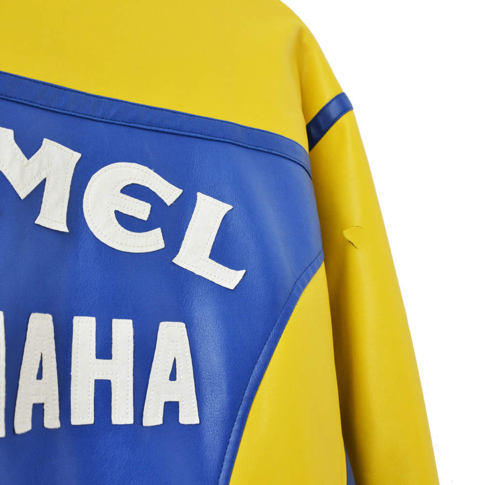 Camel Yamaha Faux Leather Biker Jacket (Yellow/Blue)