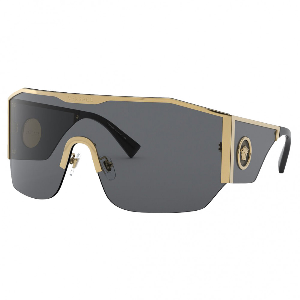 Versace Halo VE2220 Shield Sunglasses (Grey/Gold)