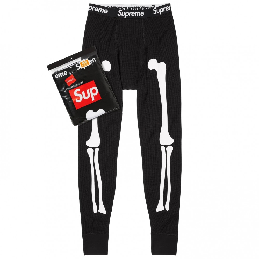 Supreme x Hanes Bones Thermal Pants (Black)