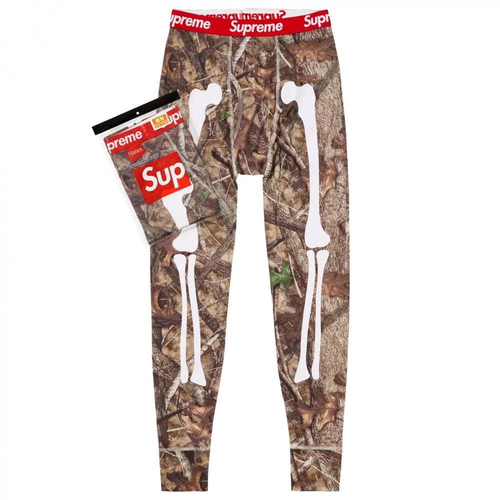 Supreme x Hanes Bones Thermal Pants (Woodland Camo)