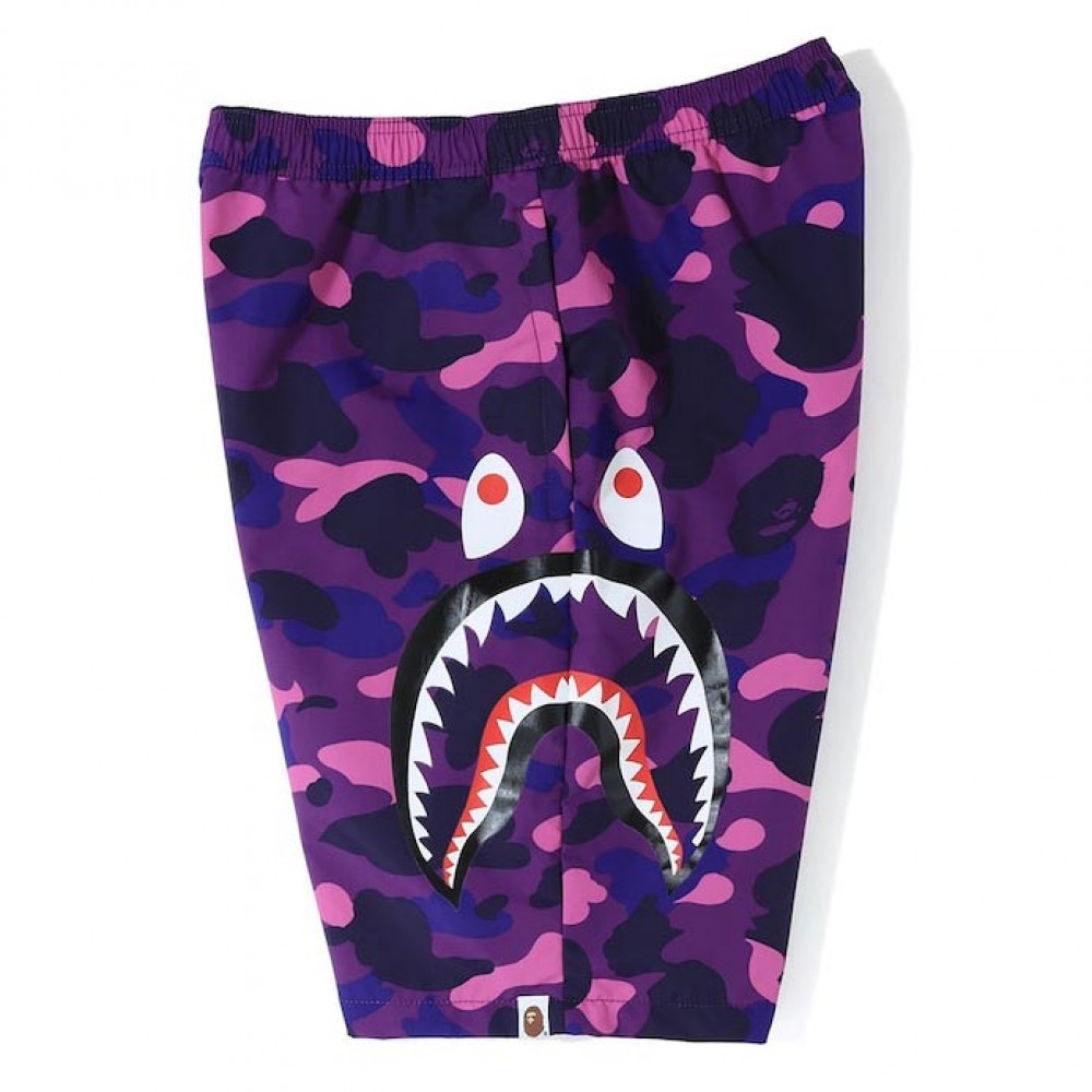 Bape Color Camo Side Shark Shorts (Purple)