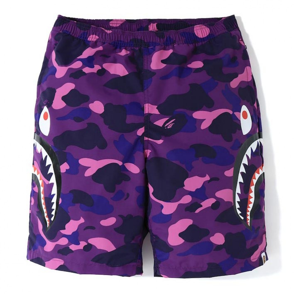 Bape Color Camo Side Shark Shorts (Purple)
