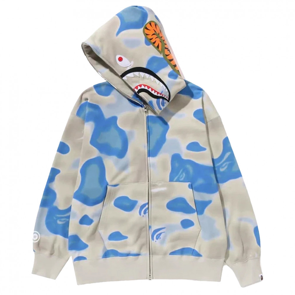 Bape Liquid Camo Full Zip Hoodie (Beige/Blue)