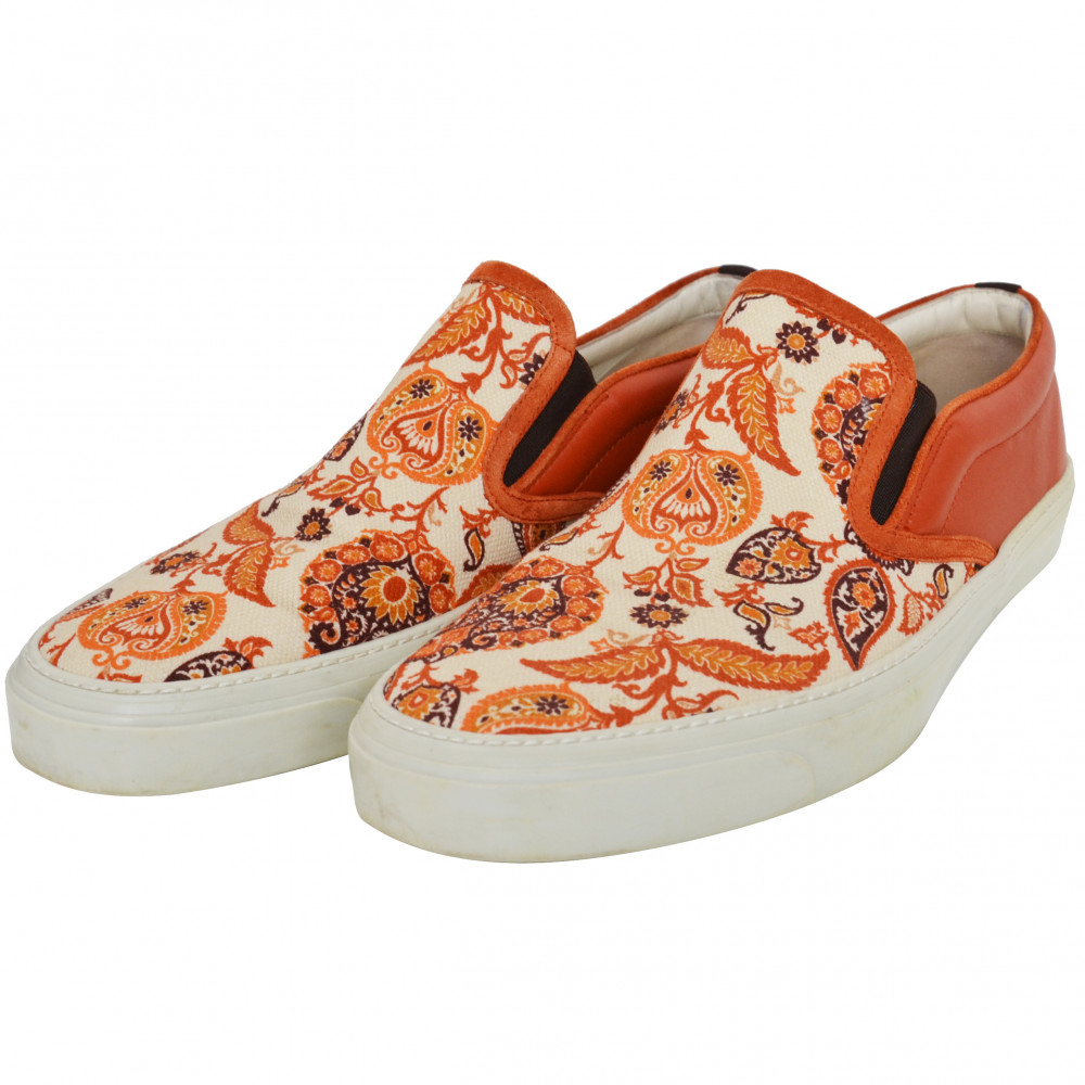 Gucci Paisley Slip on Sneakers (Brown)