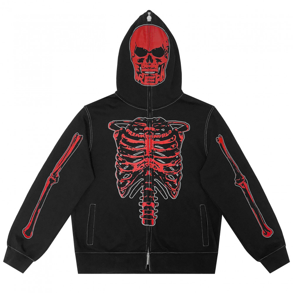 Freak Skeleton Full-Zip Hoodie (Black/Red)