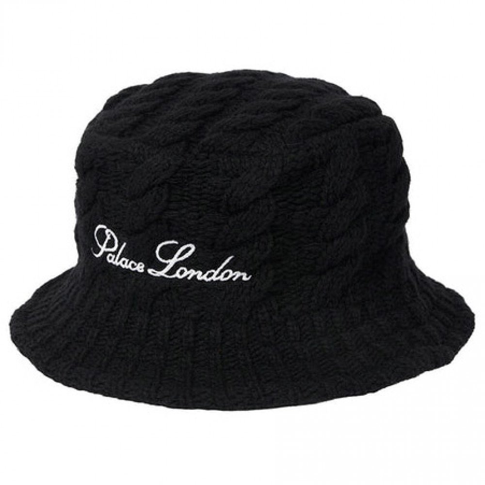 Palace Cable Knit Bucket Hat (Black)