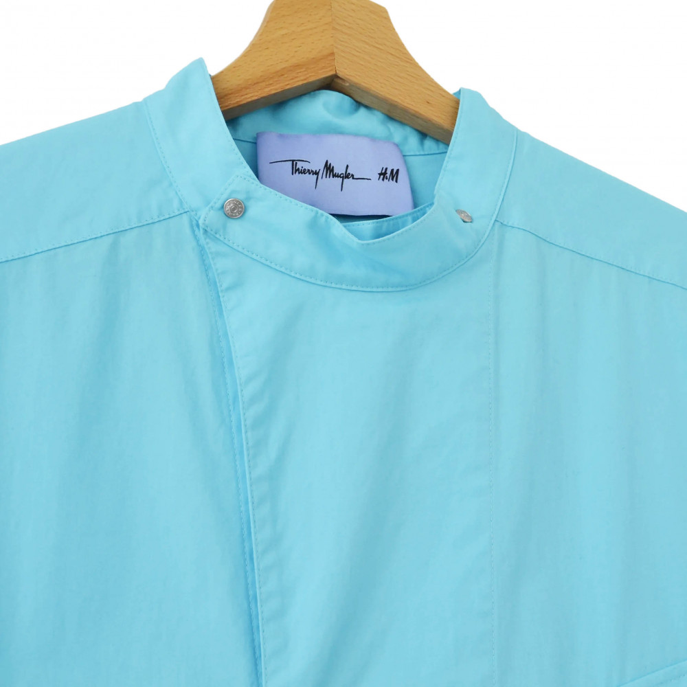 Mugler H&M Double-Breasted Poplin Shirt (Turquoise)