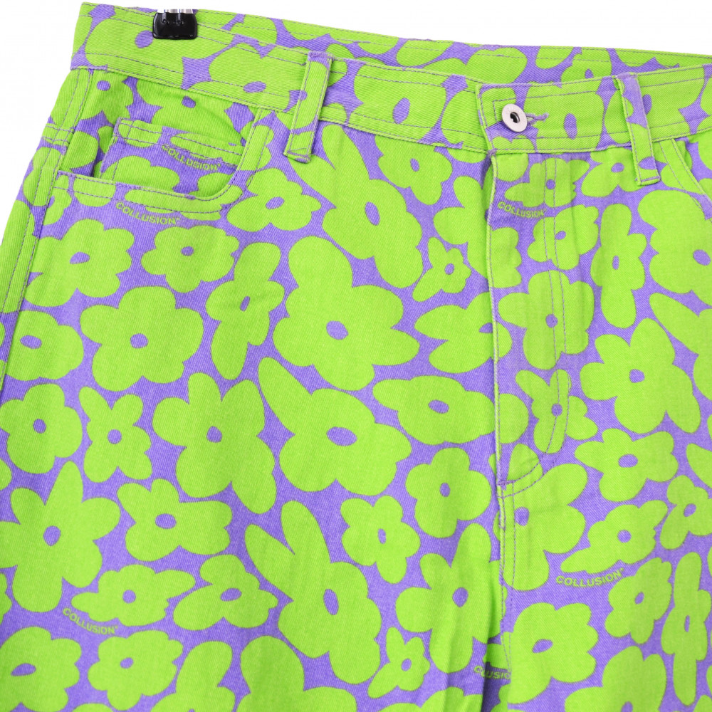 Collusion Twill Floral Shorts (Green)