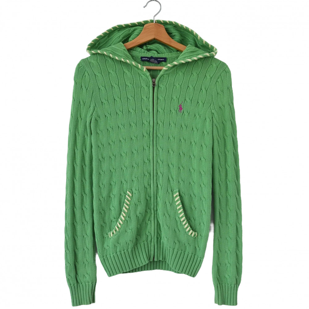 2nd Judgement Polo Ralph Lauren Cable Knitted Zipper Hooded Sweatshirt (Green)