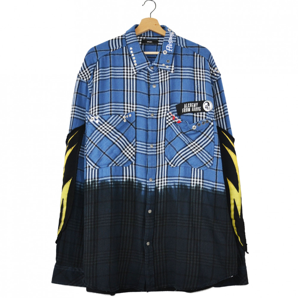 Diesel Check Flannel Shirt With Dip-Dye (Blue)
