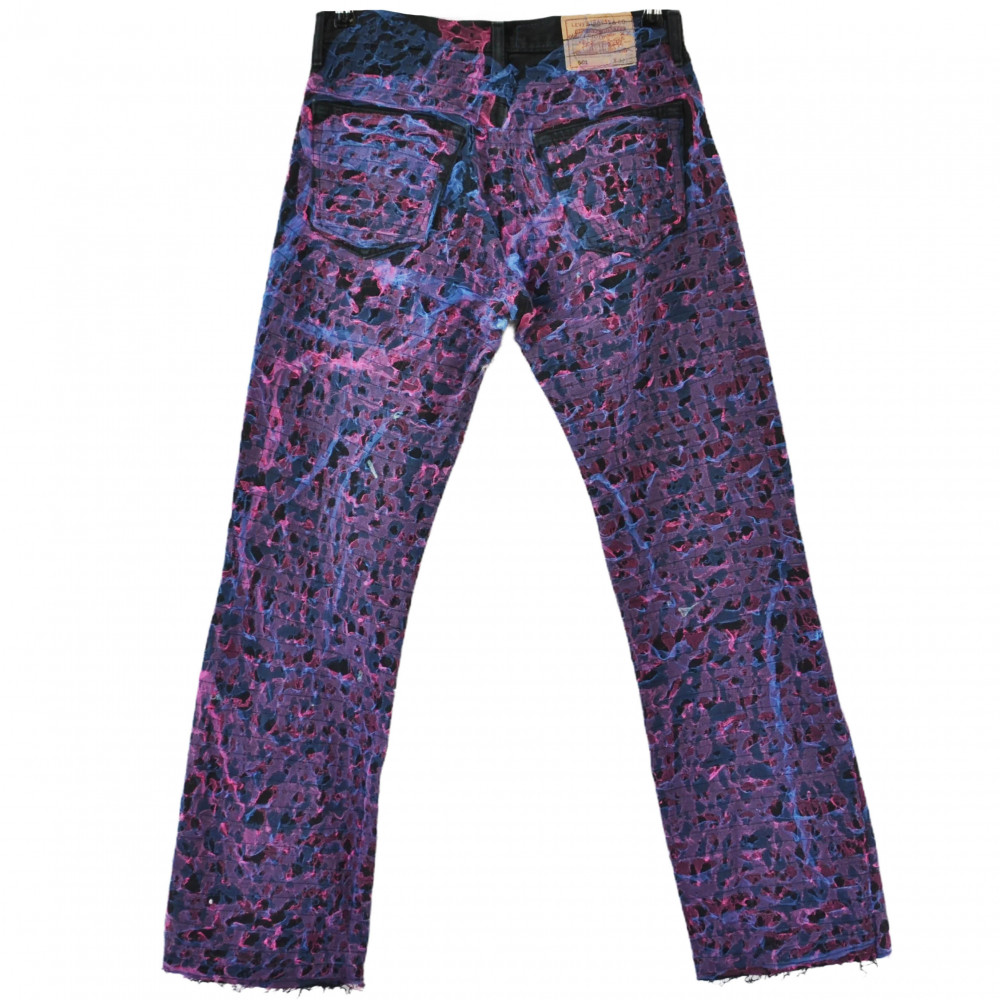 Brunclo Double Layer Flare Jeans (Black/Purple/Blue)