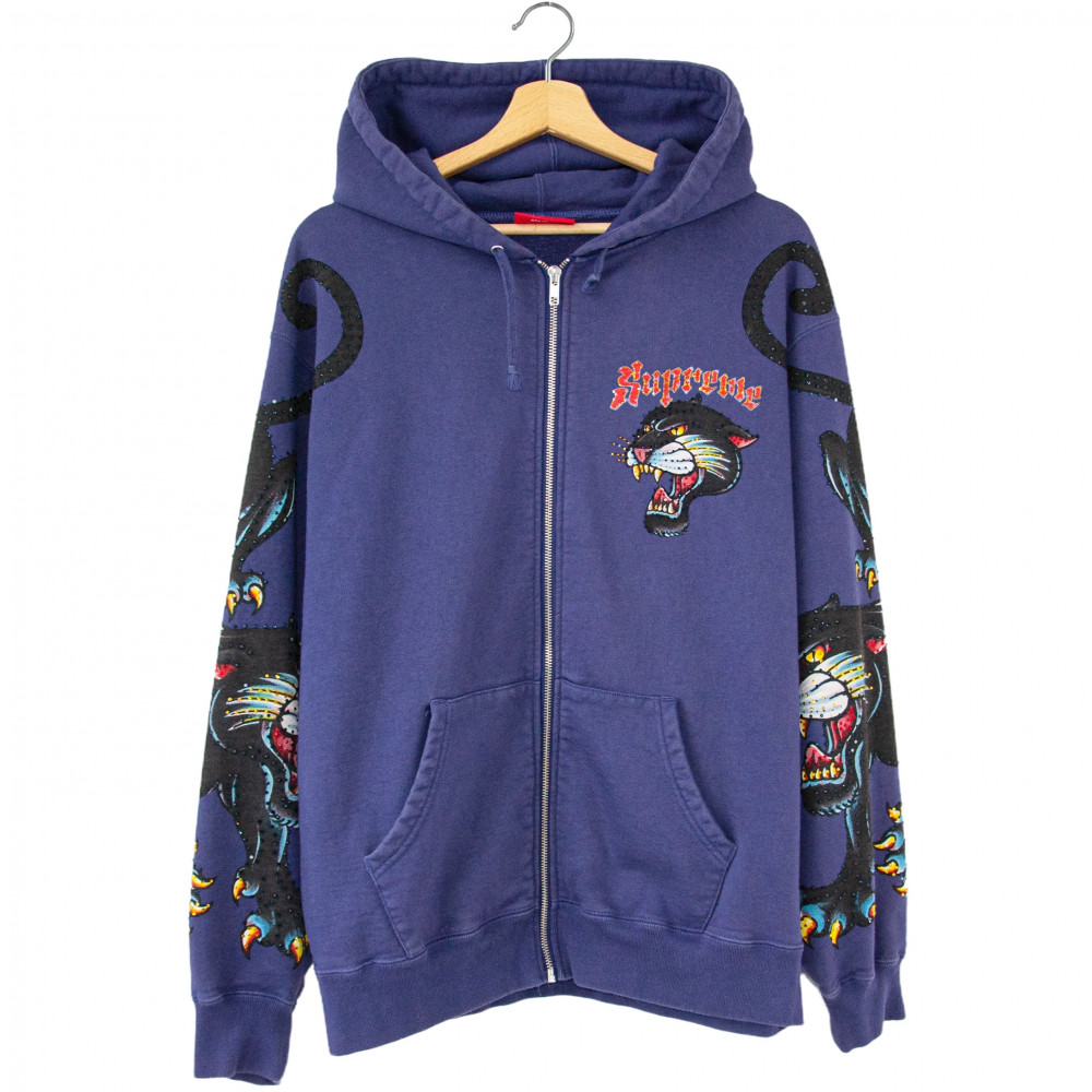 Supreme Panther Zip Up Hoodie (Washed Navy)