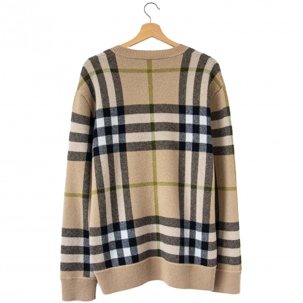 Burberry Check-Pattern Cashmere Jumper (Fawn Brown)