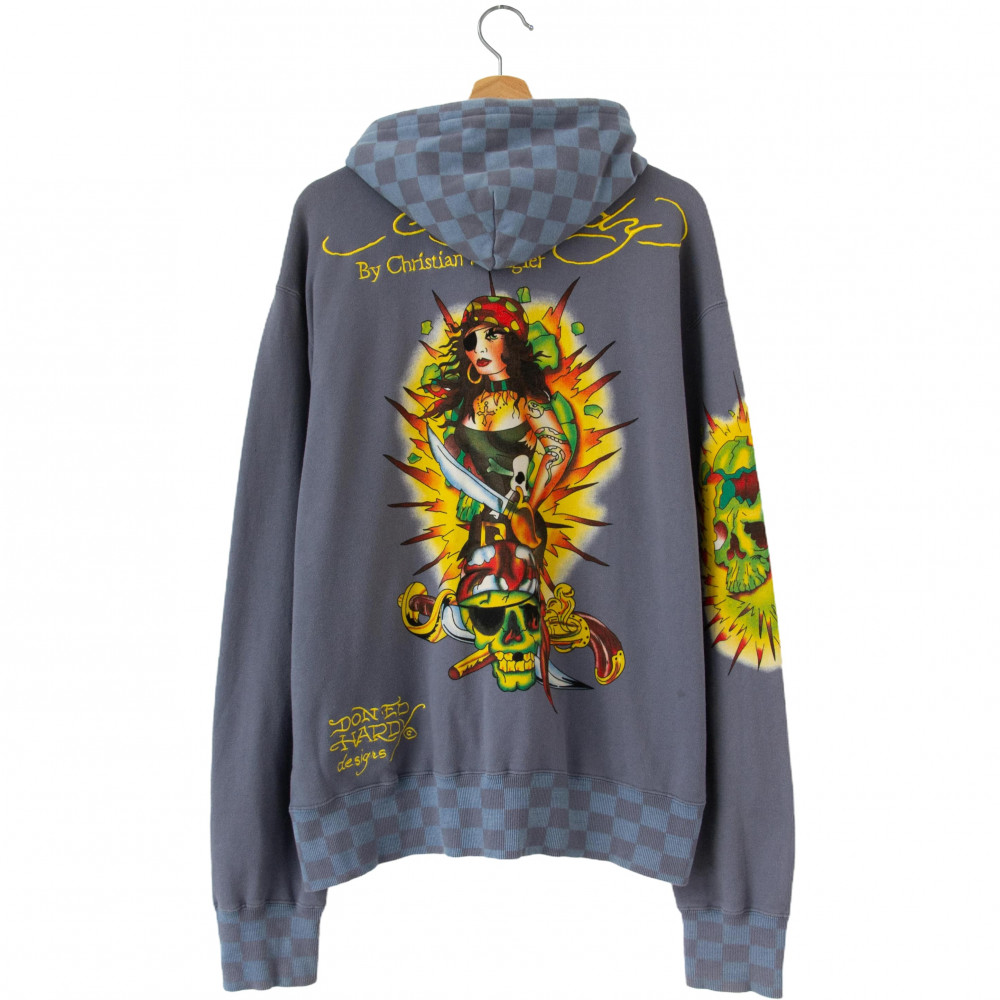 Ed Hardy Zip Up Hoodie (Grey)