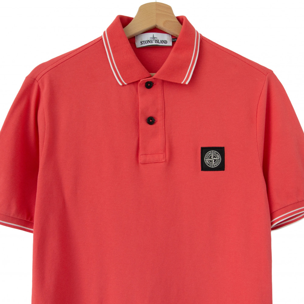 Stone Island Compass Logo Polo Shirt (Pink)