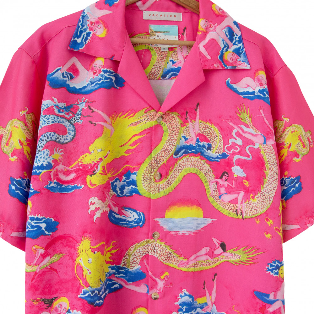 Dragon Satin Shortsleeve Shirt (Multi)