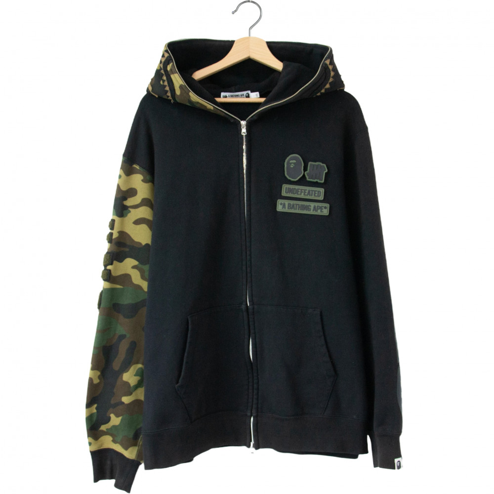 Bape x Undefeated Full Zip Shark Hoodie (Black/Camo)