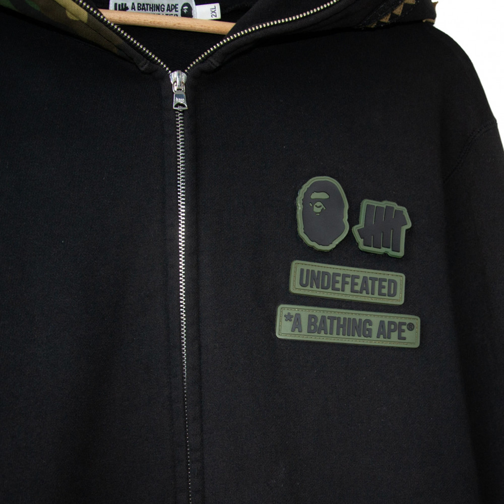 Bape x Undefeated Full Zip Shark Hoodie (Black/Camo)