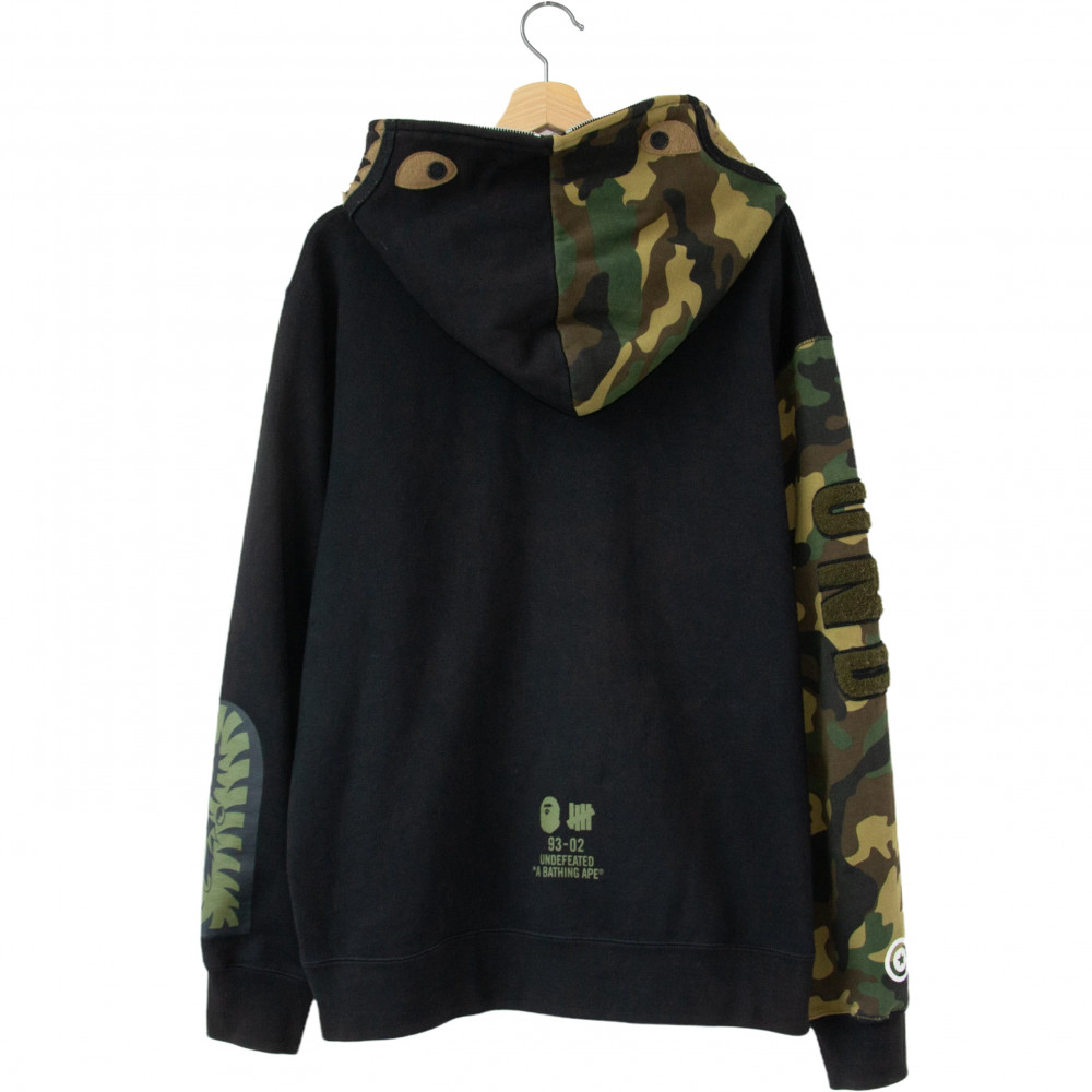 Bape x Undefeated Full Zip Shark Hoodie (Black/Camo)