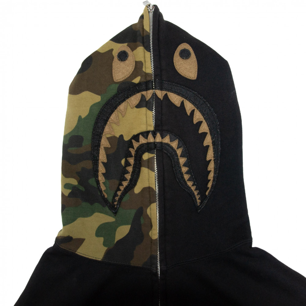 Bape x Undefeated Full Zip Shark Hoodie (Black/Camo)