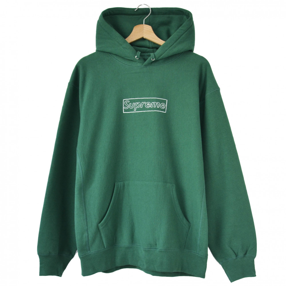 Supreme x KAWS Chalk Box Logo Hoodie (Green)