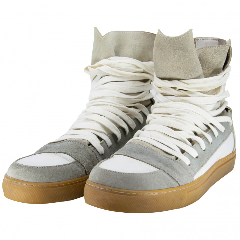 Kris Van Assche Multi-Lace High Top Sneakers (Off White)