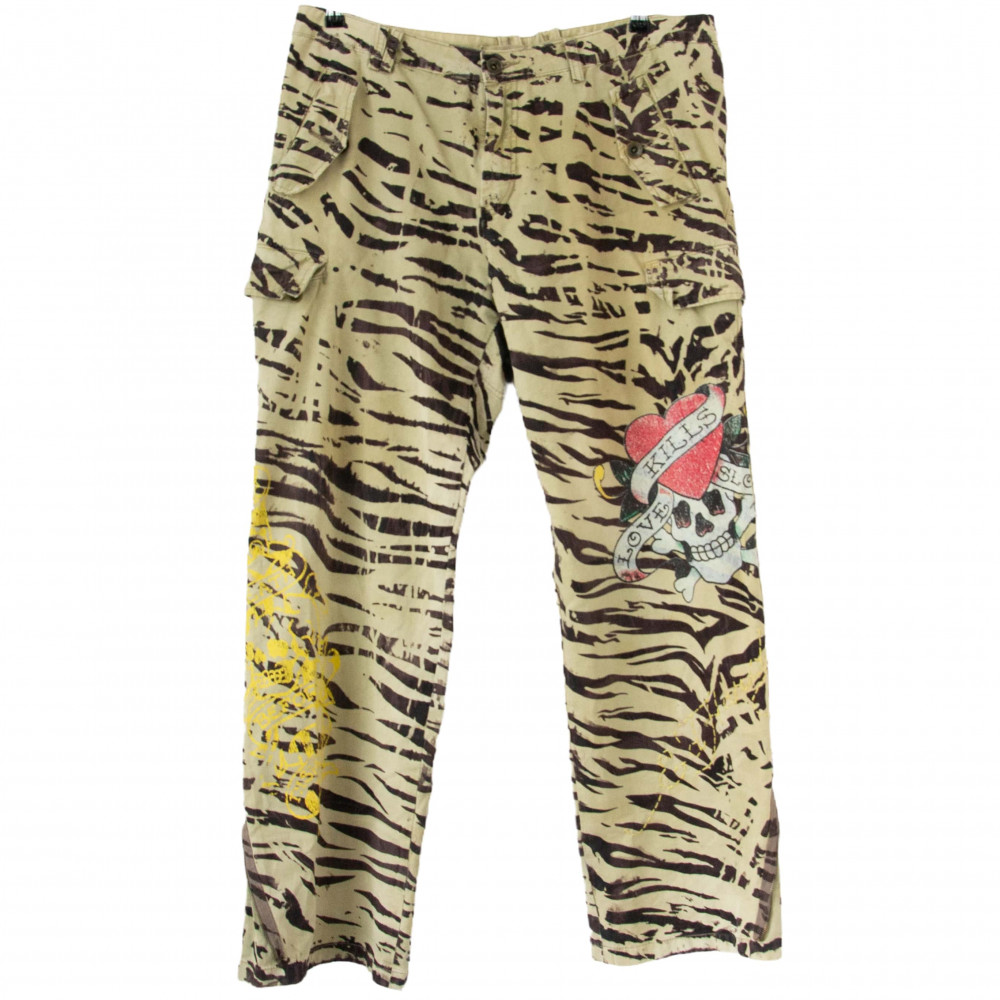 Ed Hardy Tiger Pattern Cargo Pants (Sand)