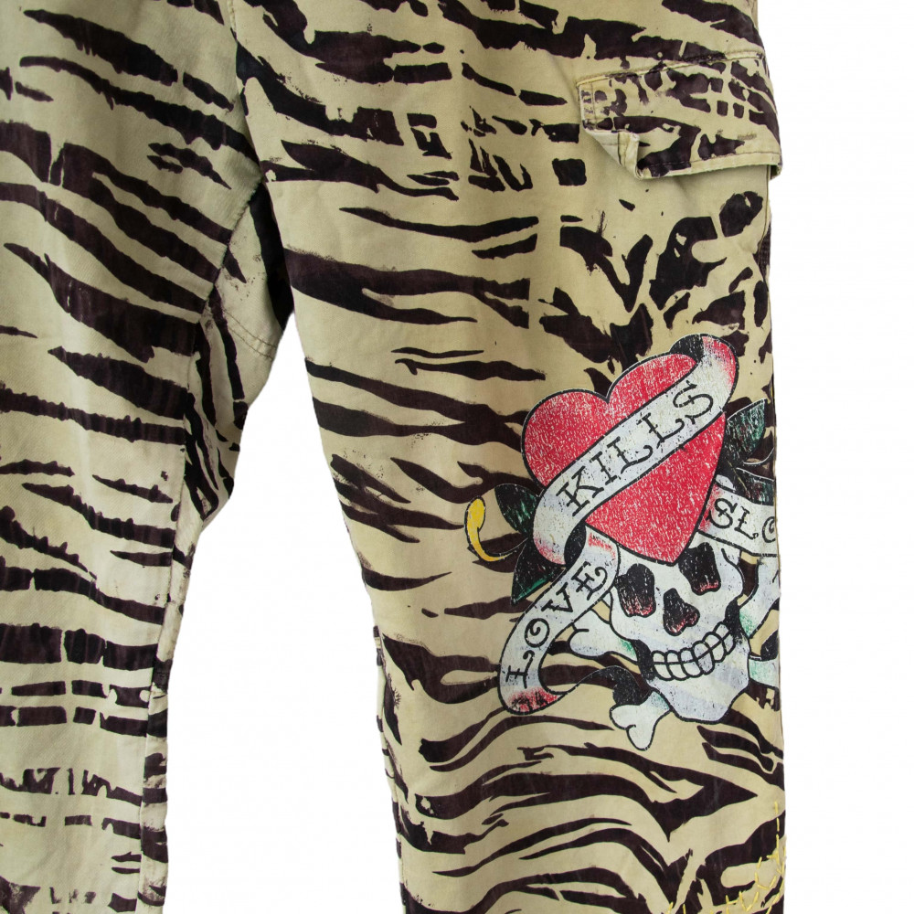 Ed Hardy Tiger Pattern Cargo Pants (Sand)