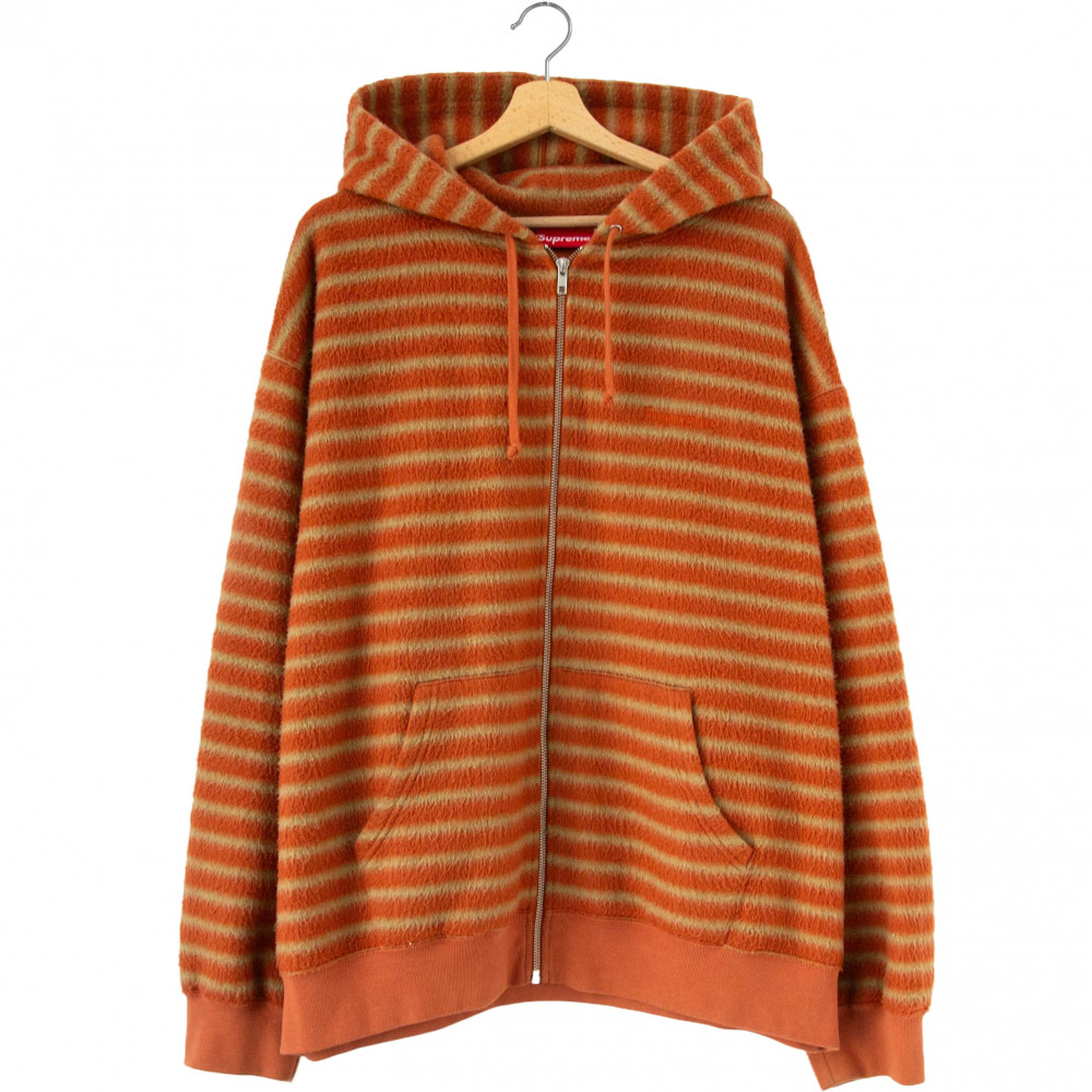 Supreme Brushed Zip Up Hooded Sweatshirt (Orange)