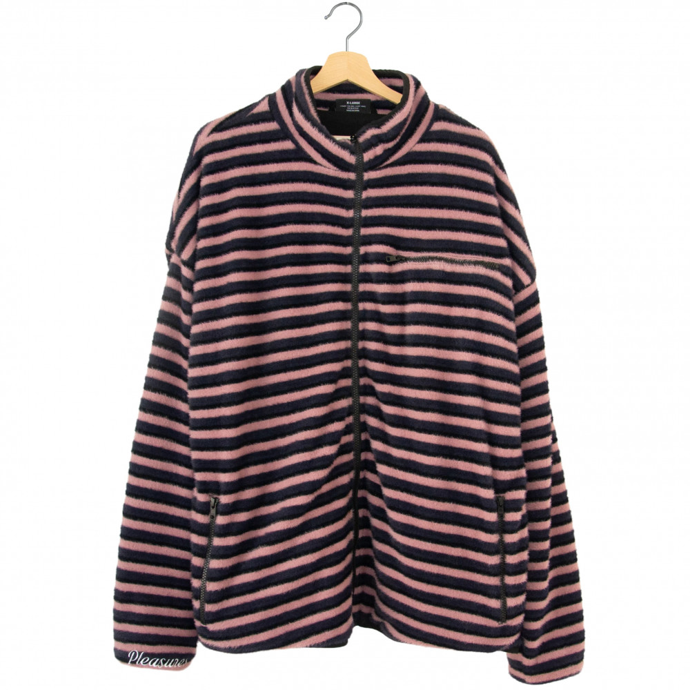 Pleasures Caterpillar Stripe Fleece Jacket (Pink/Navy)