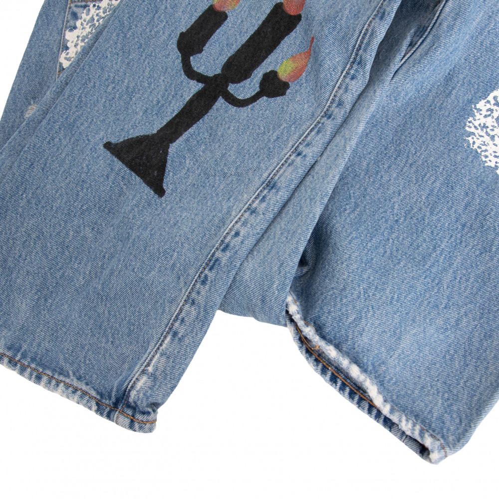 Denim Tears x Virgil Abloh "Message in a Tear" Printed Jeans (Blue)