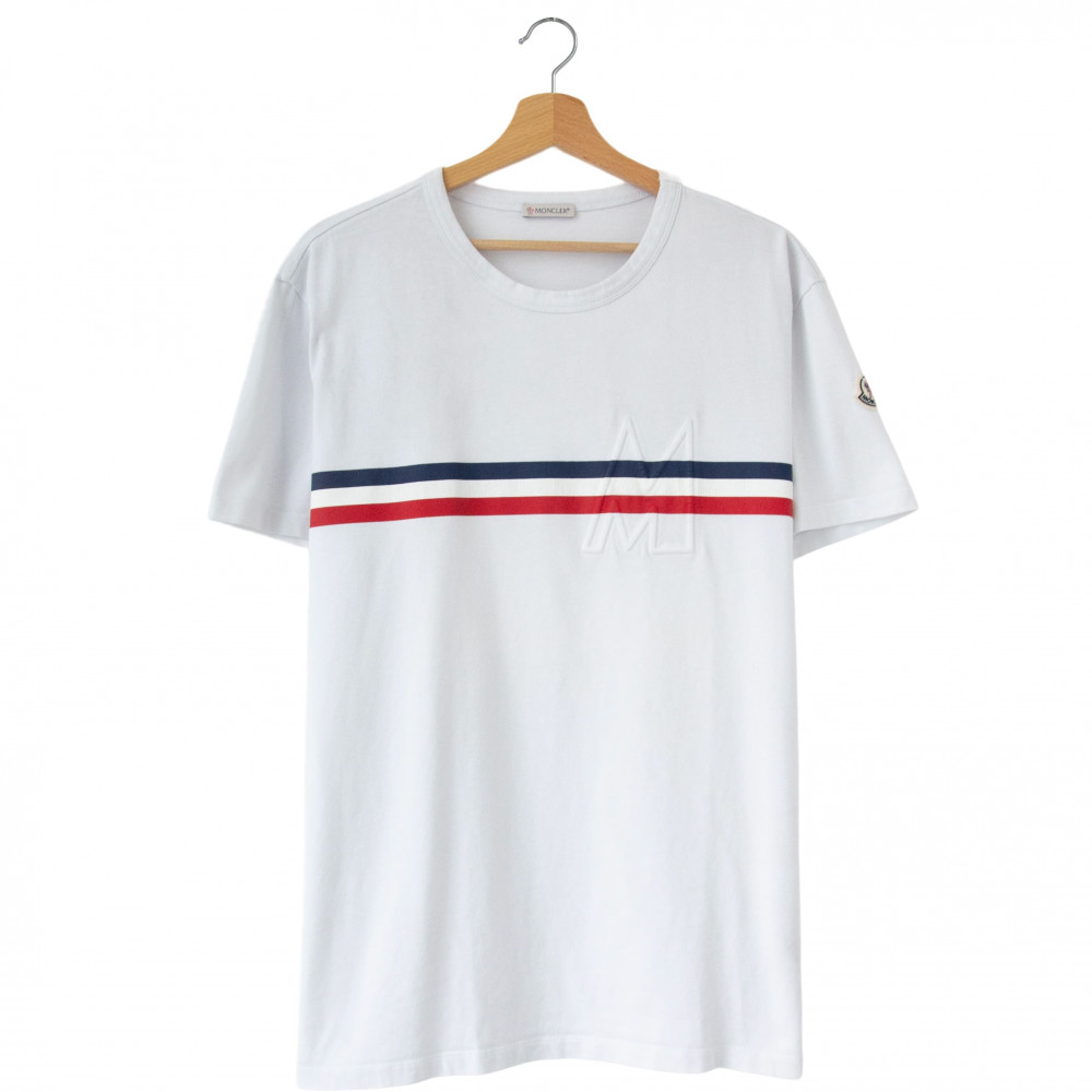 Moncler Tricolor Stripe Tee (White)