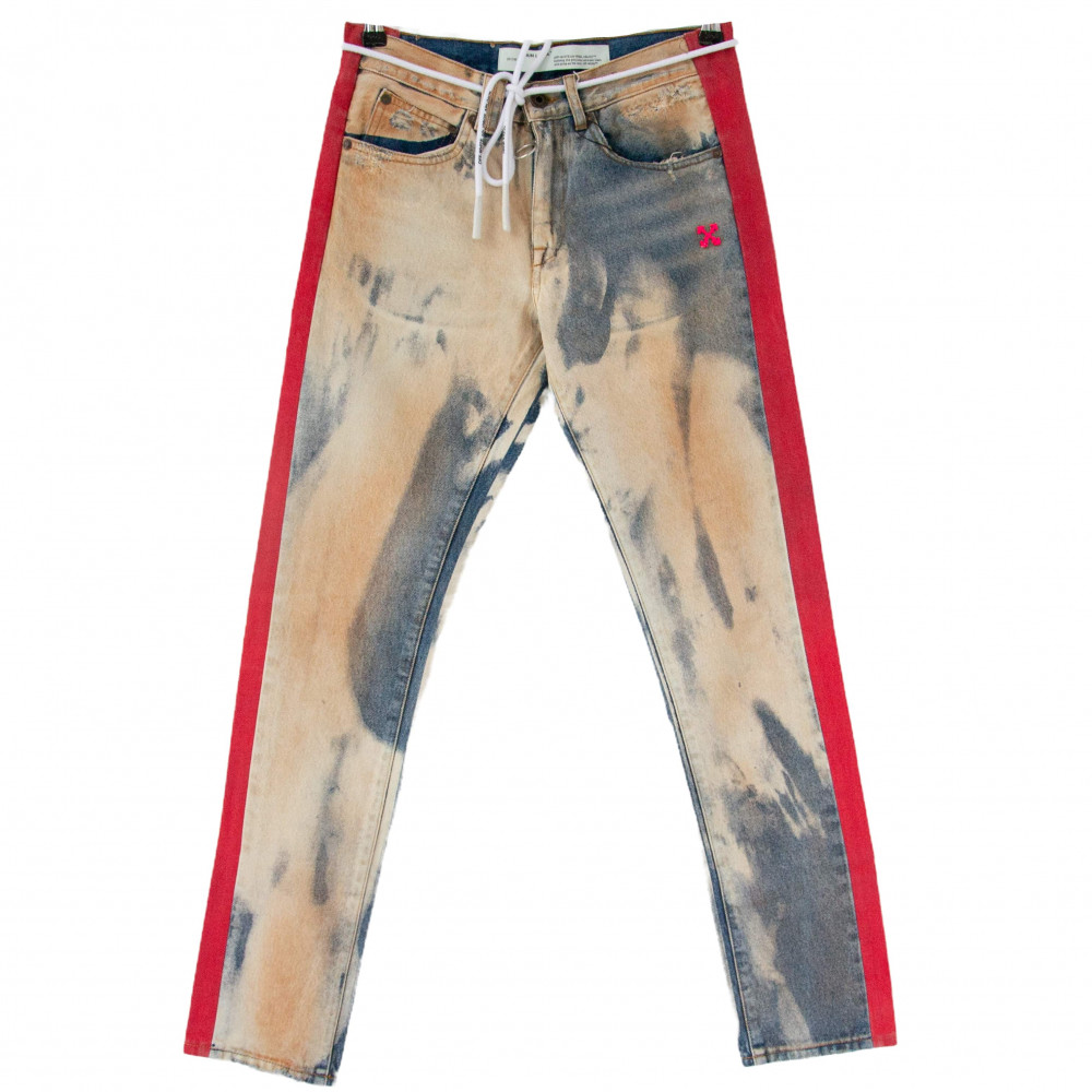 Off-White Side Striped Bleached Jeans (Multi)