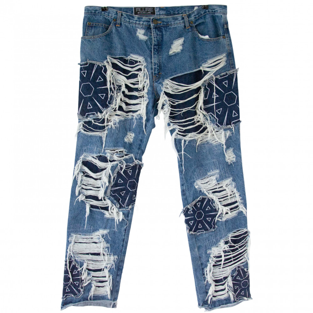 Alure Monogram Disstressed Jeans (Blue)