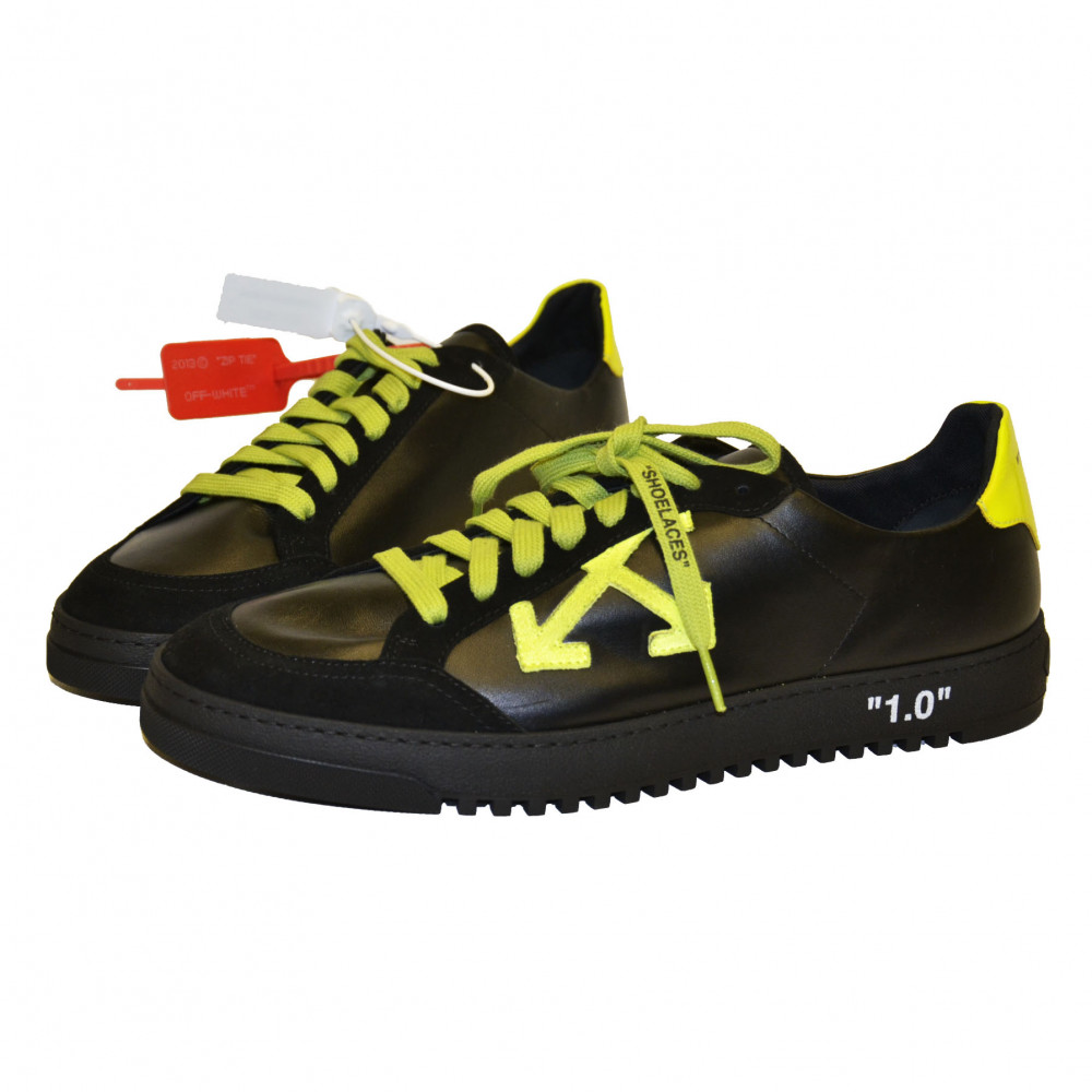 Off-White 2.0 Leather Low Top Sneakers (Black/Green)