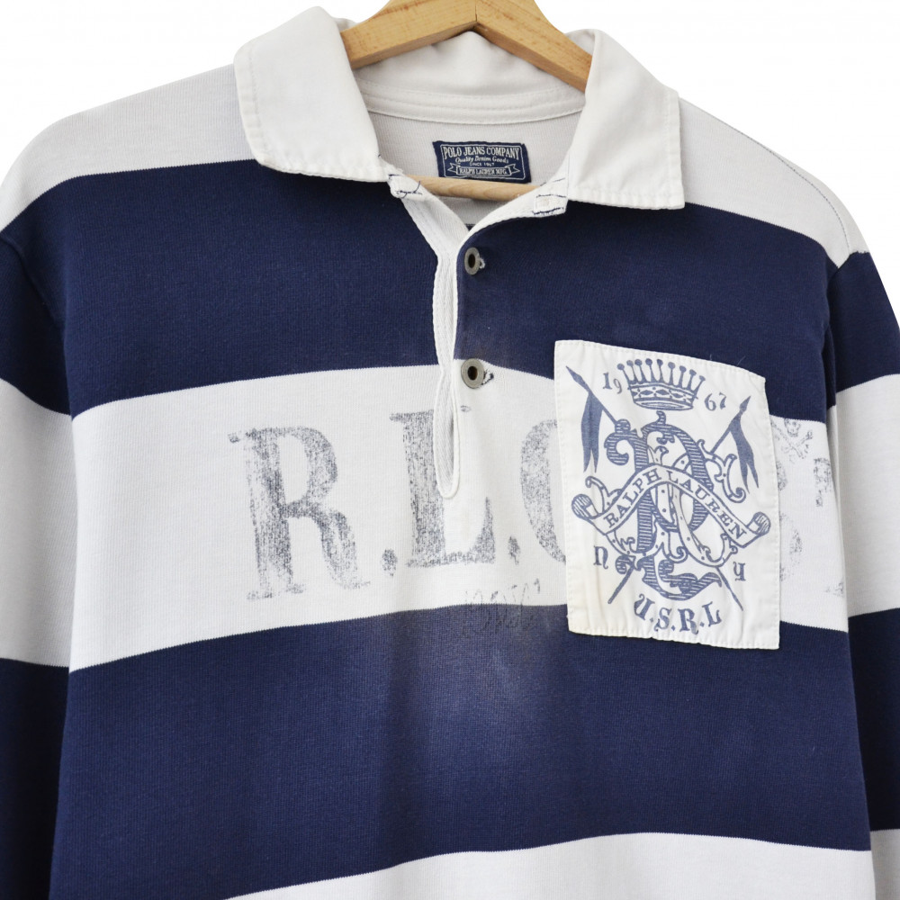 Polo Jeans Company Striped Rugby Shirt (Navy/White)