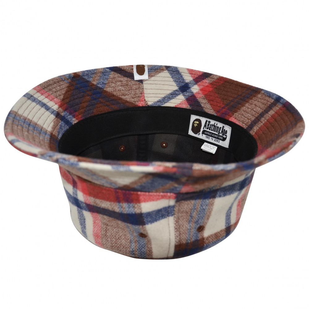 Bape Plaid One Point Bucket Hat (Red/Blue)