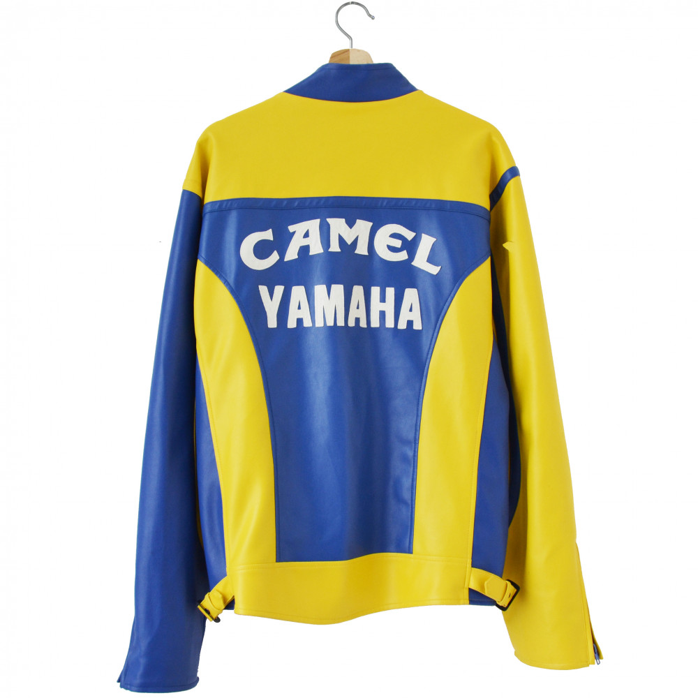 Camel Yamaha Faux Leather Biker Jacket (Yellow/Blue)