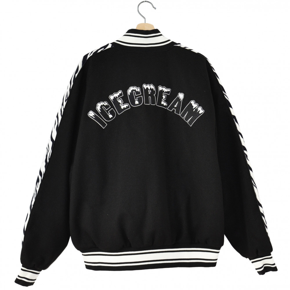 Icecream Zebra Varsity Jacket (Black)