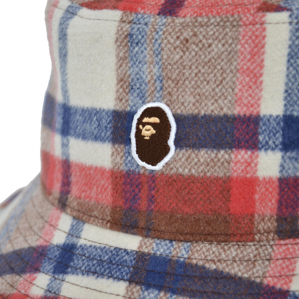 Bape Plaid One Point Bucket Hat (Red/Blue)