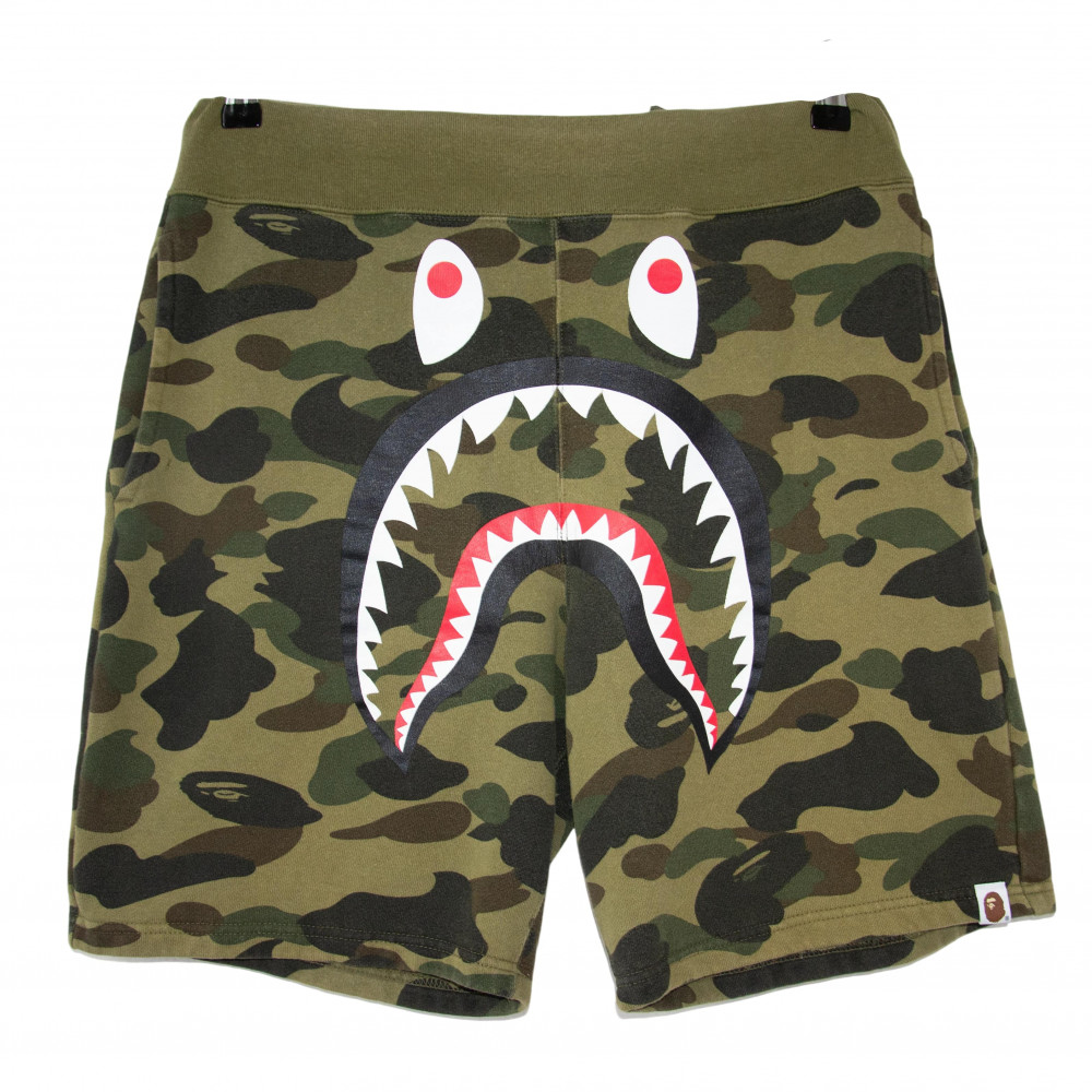 Bape 1st Camo Shark Sweat Shorts (Green)-PPL