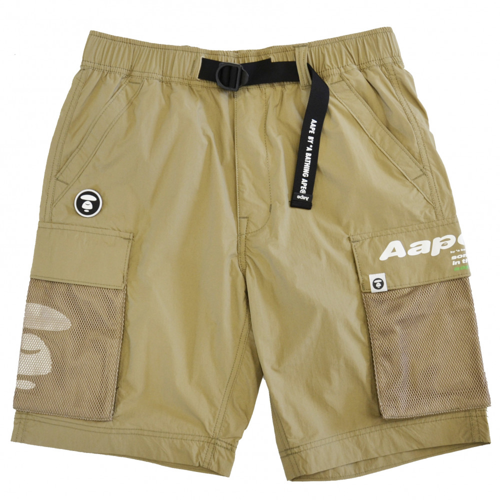 AAPE by BAPE Print Pocket Cargo Shorts (Beige)