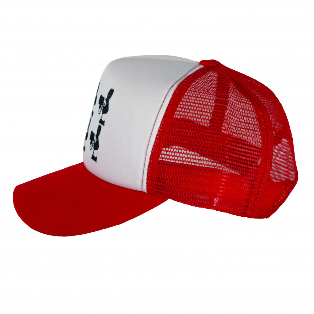 Distinct Armed and Dangerous Trucker Hat (Red)