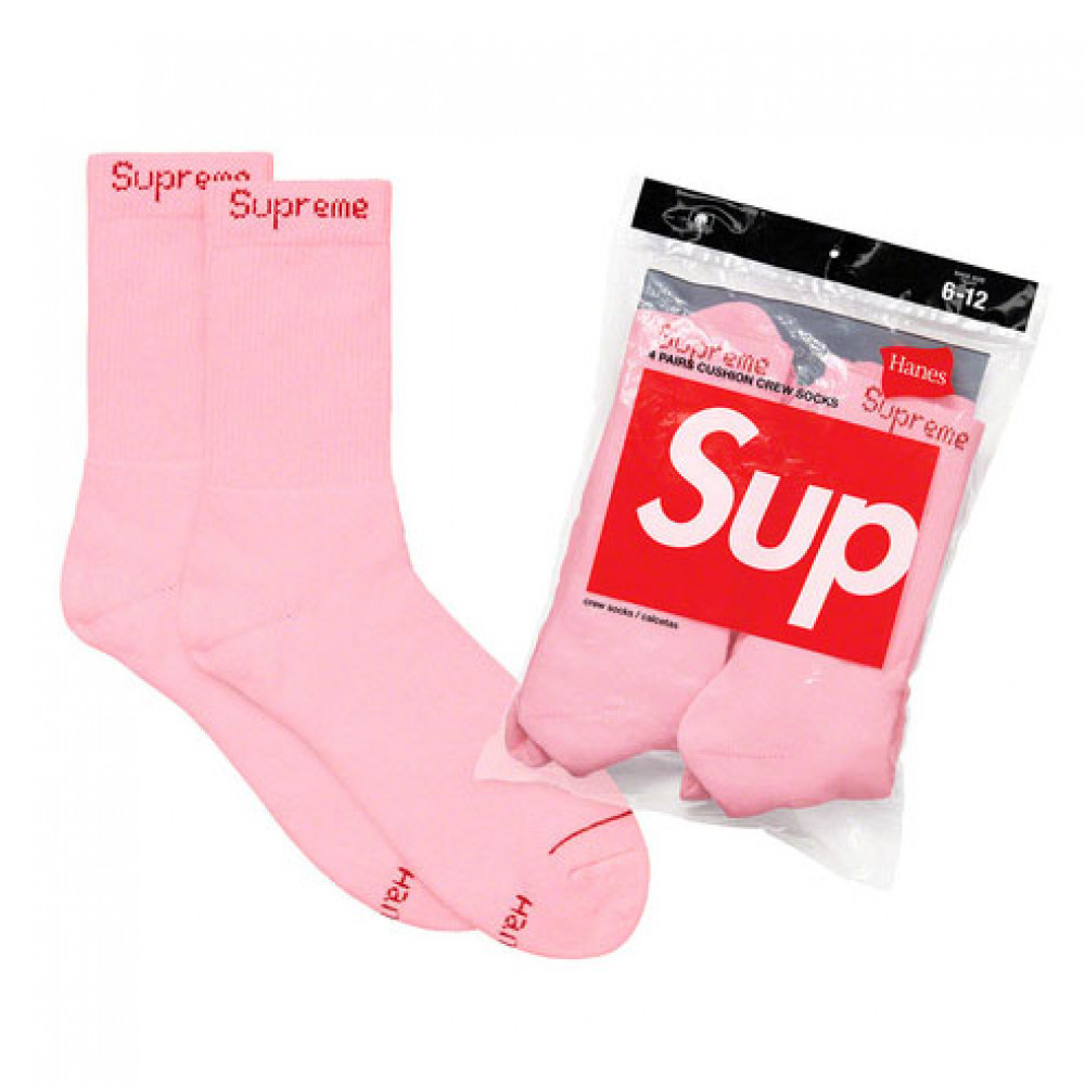 Supreme x Hanes Crew Socks (Pink)