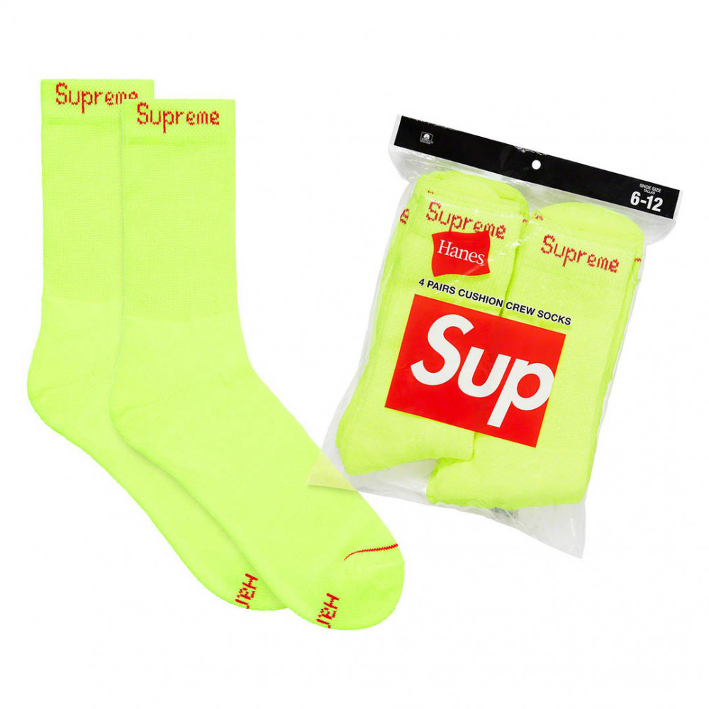 Supreme x Hanes Crew Socks (Fluorescent Yellow)
