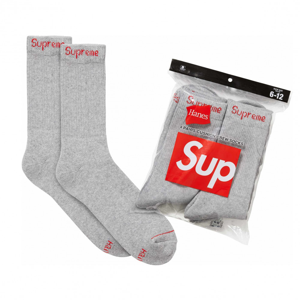 Supreme x Hanes Crew Socks (Heather Grey)